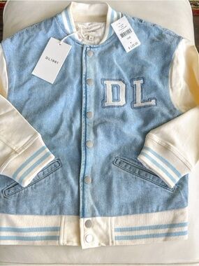 DL1961 VINTAGE  style Denim Bomber Varsity Jacket Unisex Kids L Cotton